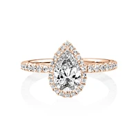 Sir Michael Hill Designer Halo Pear Engagement Ring with 1.36 Carat TW of Diamonds in 18kt White Gold