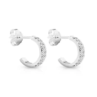 Half Hoops with Cubic Zirconia in Sterling Silver