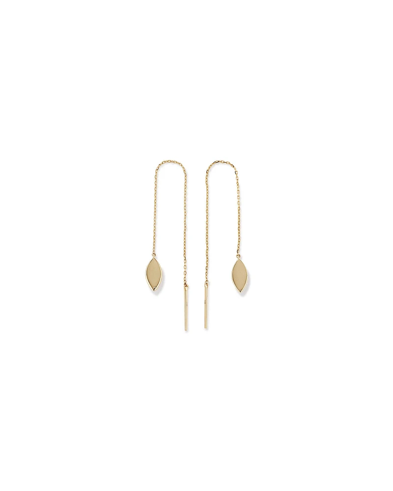 Marquise Disc Threader Earrings in 10kt Yellow Gold