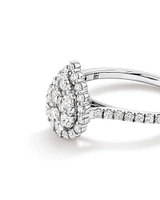 0.79 Carat TW Pear Shaped Cluster Diamond Halo Engagement Ring in 14kt White Gold