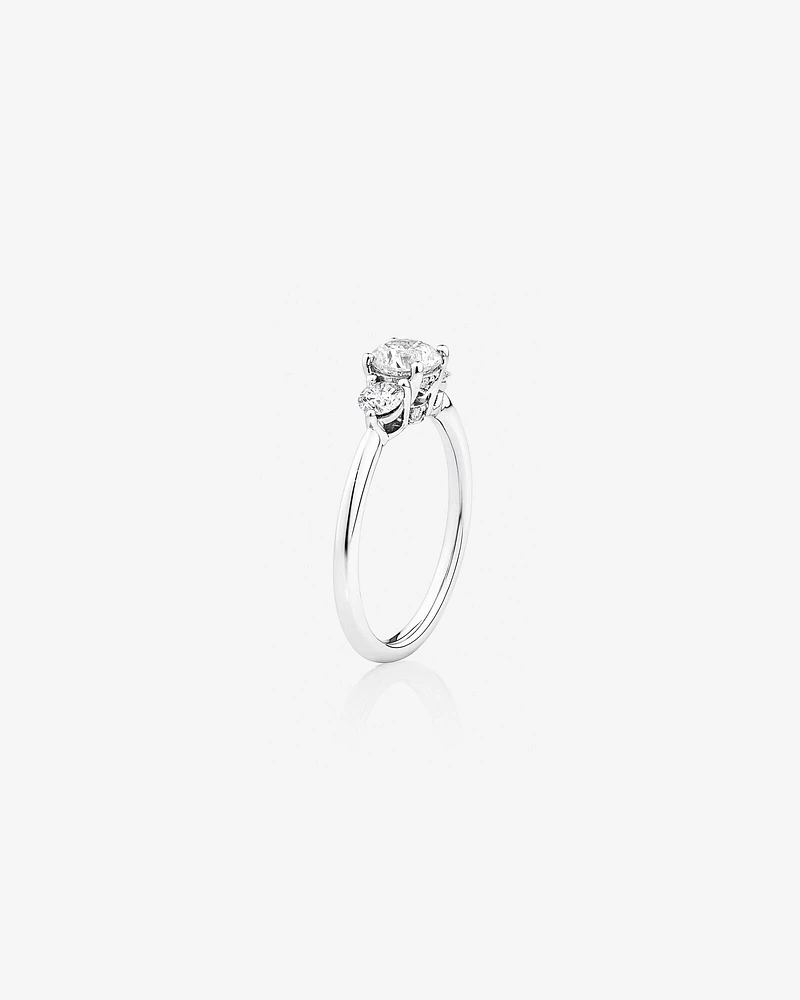 Sir Michael Hill Designer Three Stone Engagement Ring with 0.90 Carat TW of Diamonds in 18kt White Gold