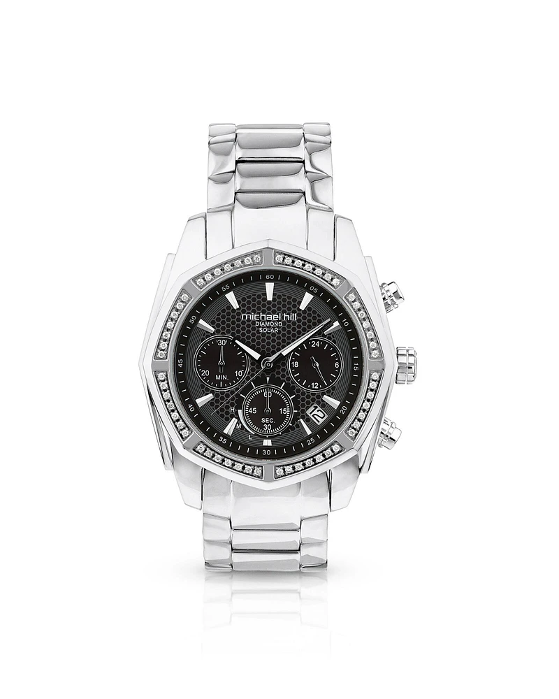 Men's Solar Chronograph with 1/2 Carat TW of Diamonds in Stainless Steel