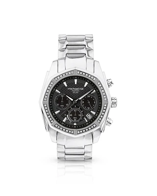 Montre chronographe en acier inoxydable avec diamants totalisant 0,5 ct pour homme