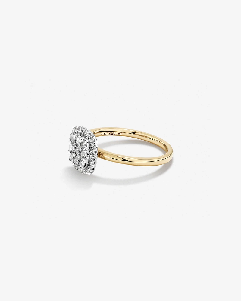 0.50 Carat TW Cushion Shaped Diamond Cluster Ring in 14kt Yellow & White Gold