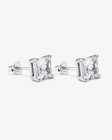 7mm Princess Cubic Zirconia Stud Earrings in Sterling Silver