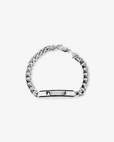 Men's Silver 21CM Curb ID Bracelet with 0.33 Carat TW of Black Diamonds