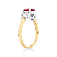 Ruby Ring with .40TW of Diamonds in 14kt Yellow and White Gold