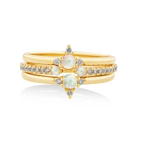 3 Ring Set with Opal & 0.18 Carat TW of Diamonds in 10kt Yellow Gold