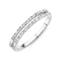 0.30 Carat TW Diamond Dot Dash Double Row Ring in 10kt White Gold