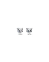 Cubic Zirconia Heart Stud Earrings and Necklace Set in Sterling Silver