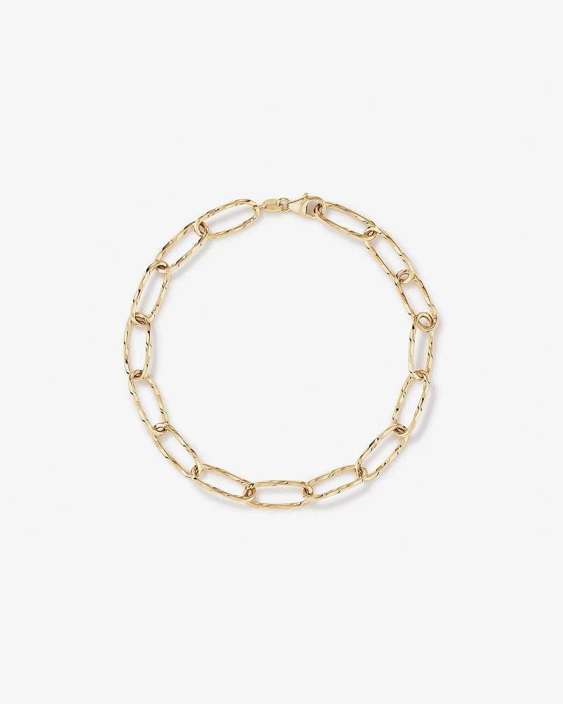 Diamond Cut Oval Twist Link Bracelet in 10kt Yellow Gold