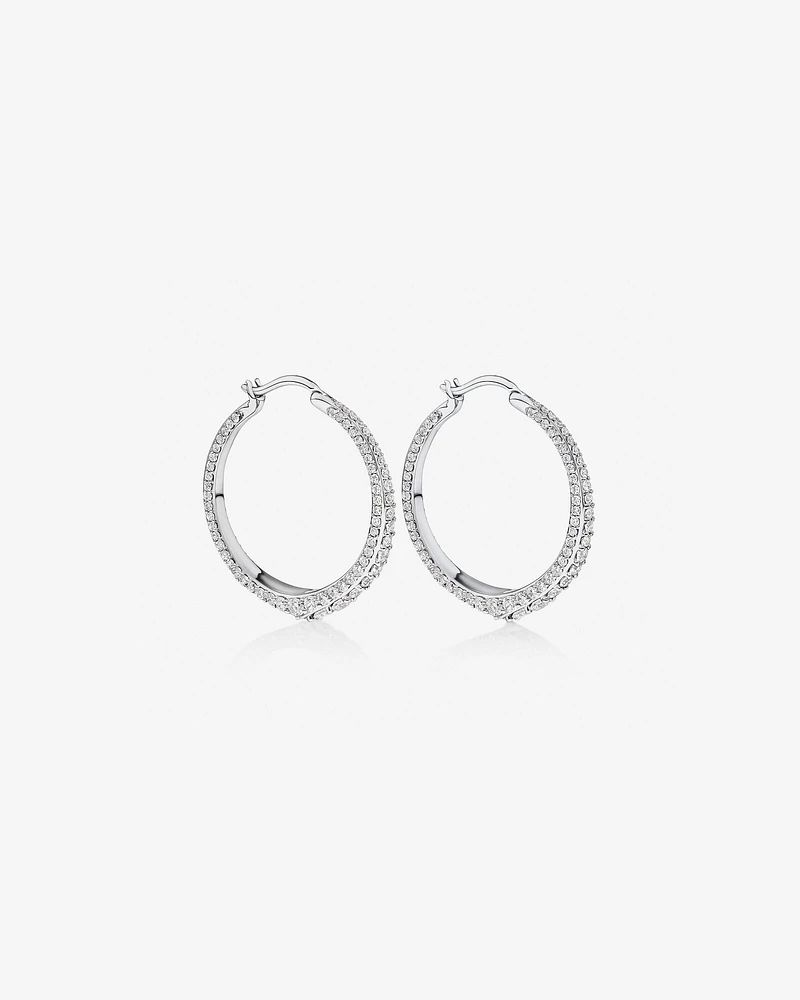 Deco Hoop Earrings with 2.50 Carat TW of Diamonds in 10kt White Gold