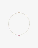 Round Cut Red Created Ruby and Lab-Grown Diamond Halo Stud Earrings and Pendant Necklace Set in 10kt Yellow & Rhodium