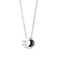 Ribbed Rondel Necklace in 10kt White Gold