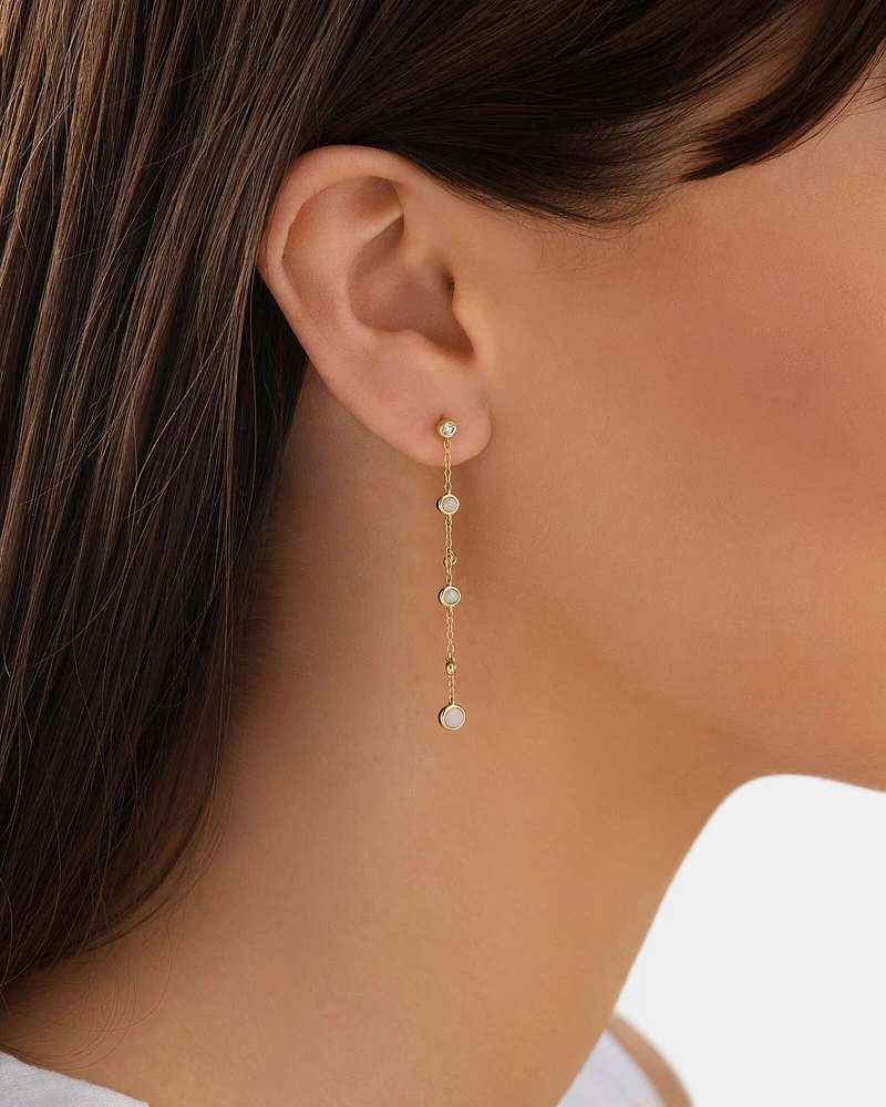 Drop Earrings with Opal & 0.15 Carat TW of Diamonds in 10kt Yellow Gold