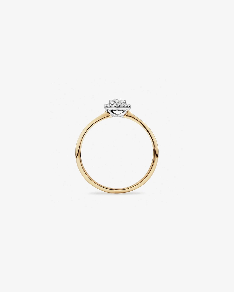 0.10 Carat TW Round Cluster Diamond Promise Ring in 10kt Yellow and White Gold