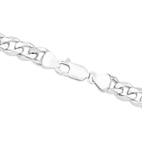 Men's Silver 21CM Curb ID Bracelet with 0.33 Carat TW of Black Diamonds