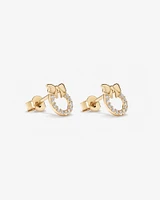 Cubic Zirconia Christmas Wreath Stud Earrings in 10kt Yellow Gold