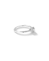 Bague de fiançailles en or blanc 10 K avec halo de diamants totalisant 0,20 ct