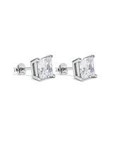 Boucles d'Oreilles Clous en Zircon Cubique Princesse de 7,5 mm en Argent Sterling