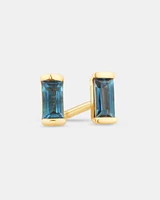 Stud Earrings with London Blue Topaz in 10kt Yellow Gold