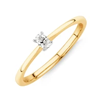 Oval Cut Diamond Solitaire Promise Ring in 10kt Yellow and White Gold