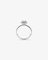 0.87 Carat TW Pear Cut Diamond Halo and Engagement Ring in 14kt White Gold