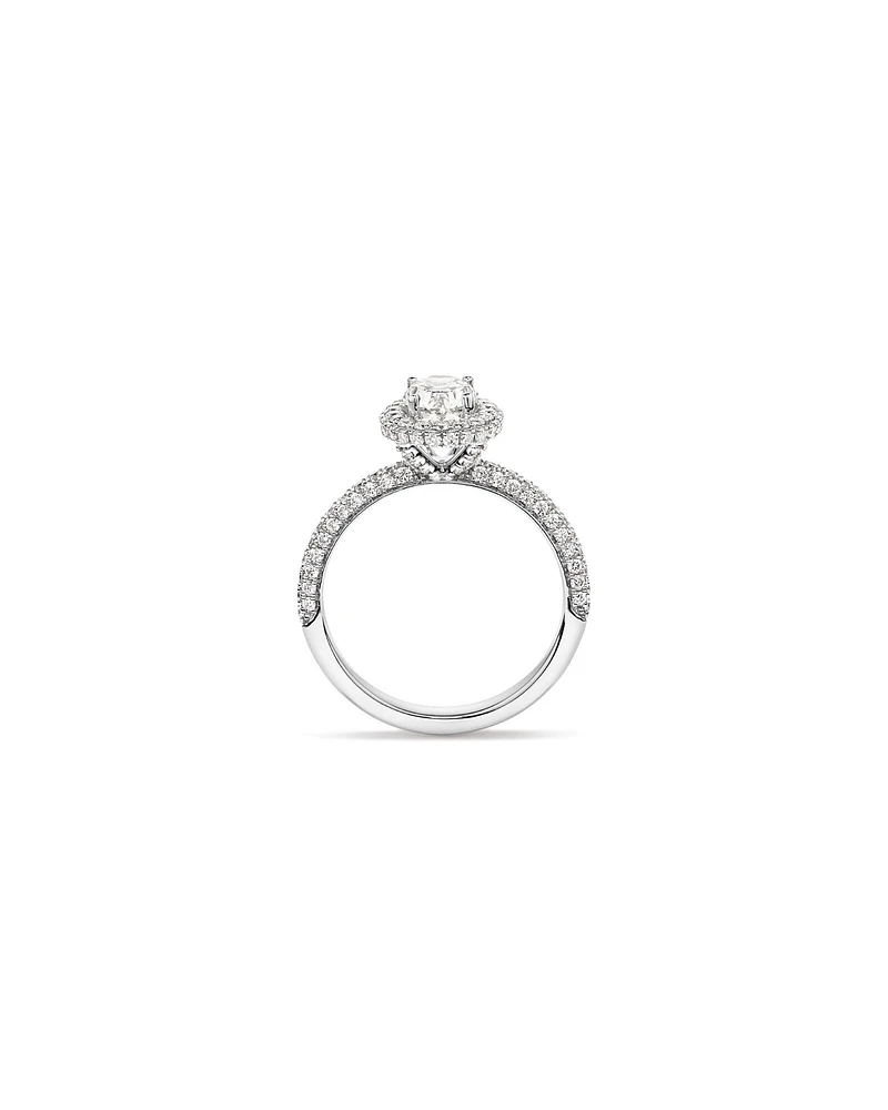 1.65 Carat TW Oval Cut Diamond Pave Halo Engagement Ring in Platinum