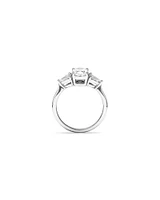 Bague De Fiançailles Trois Pierres En Diamant De Laboratoire Ovale Et En Forme De Poire De 1,65 Carat Poids Total En Or Blanc 14 Carats