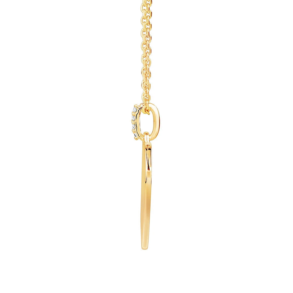 Pendentif cœur gravable accentué de diamants en or jaune 10kt