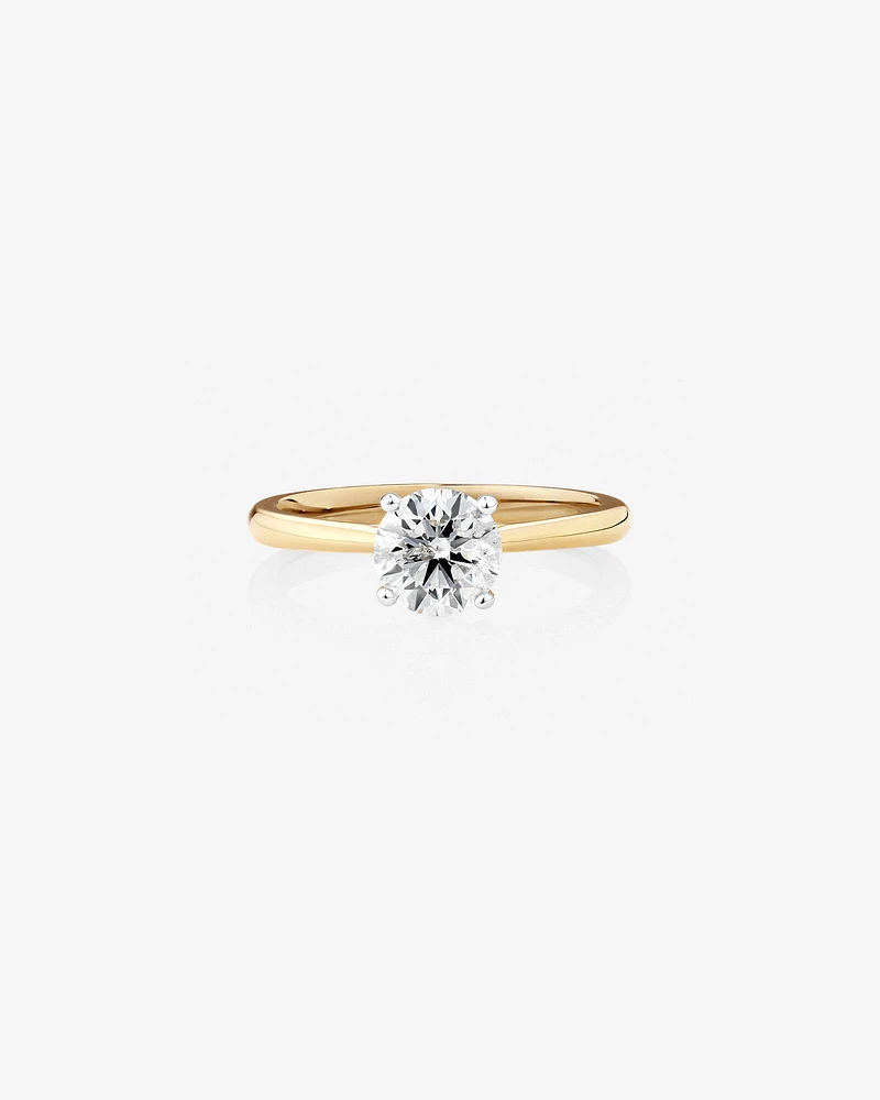 Evermore Certified Solitaire Engagement Ring with 1 Carat TW Diamond in 14kt Yellow/White Gold