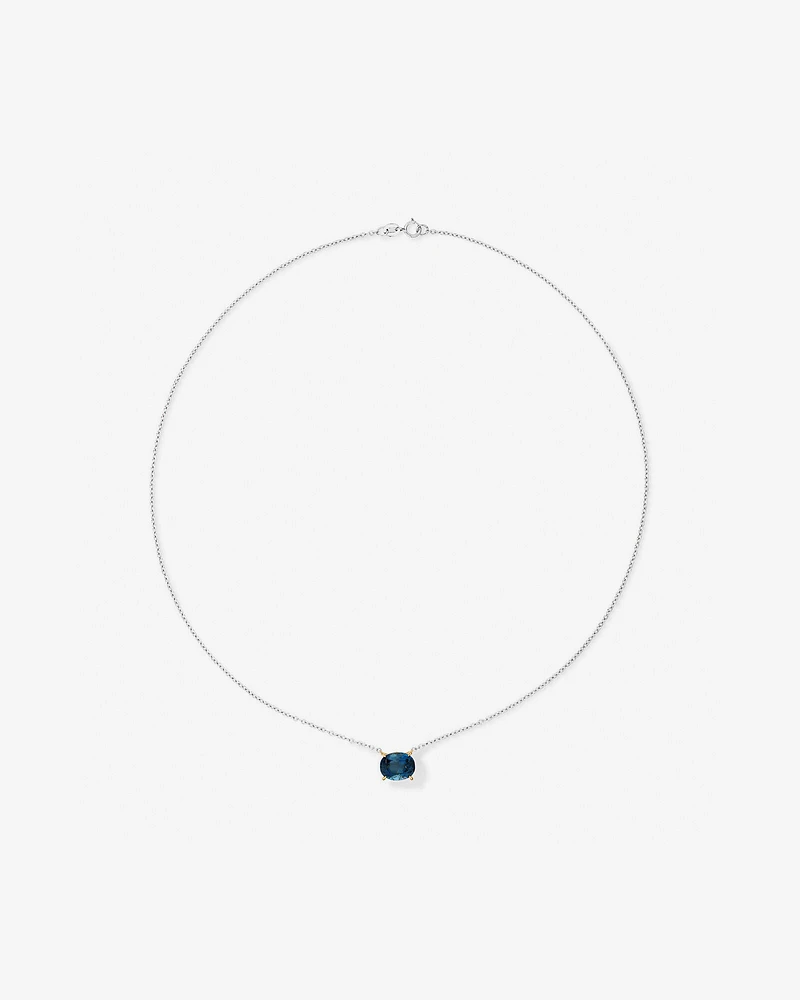 Necklace with London Blue Topaz in Sterling Silver and 10kt Yellow Gold