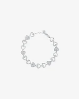 Cubic Zirconia open and closed Heart Bracelet in Sterling Silver