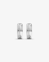 Polished and Textured Huggie Earrings in Sterling Silver