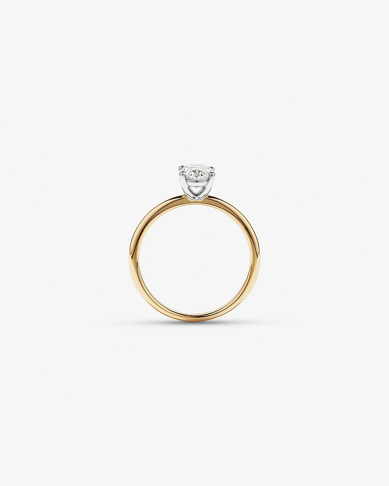 Bague solitaire en diamant canadien ovale 1,00 carat poids total en or blanc 18 kt