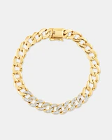 21cm (8.5") Cuban Link Bracelet with Carat TW of Diamonds in 10kt Yellow Gold