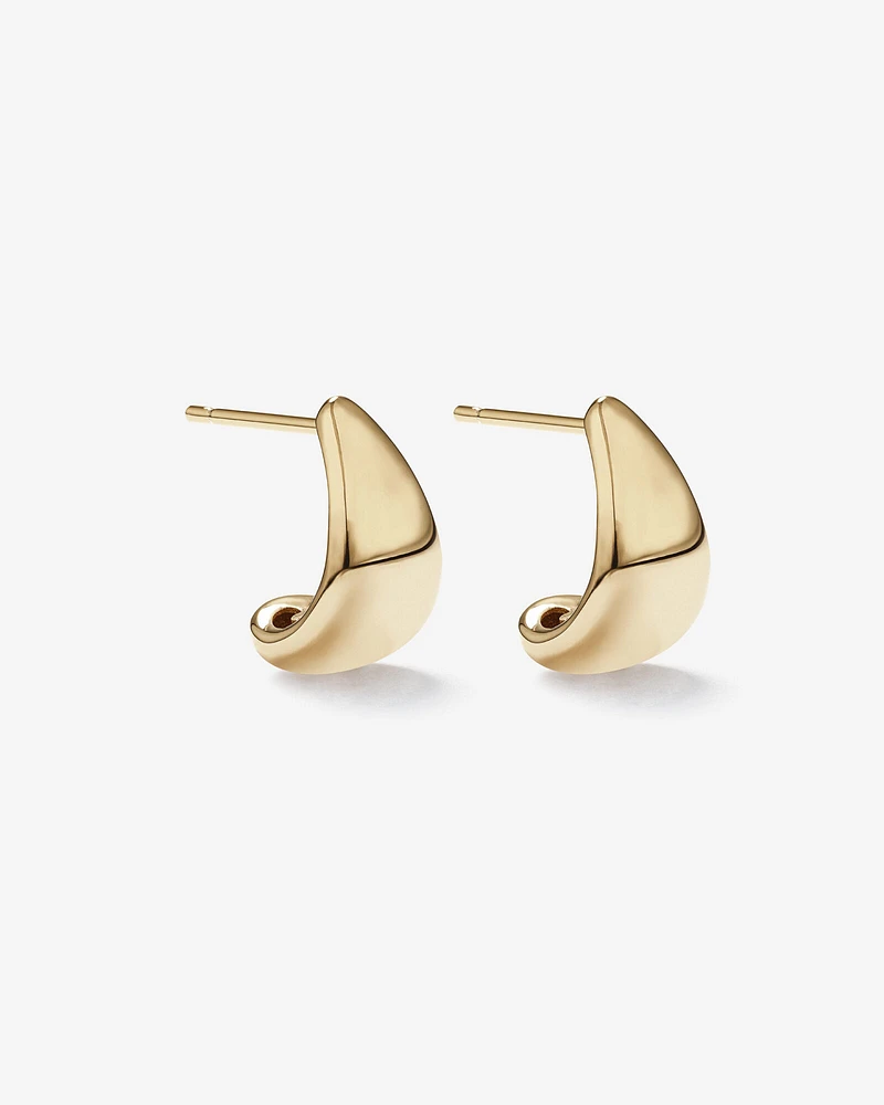 Polished Half Hoop Stud Earrings in 10kt Yellow Gold