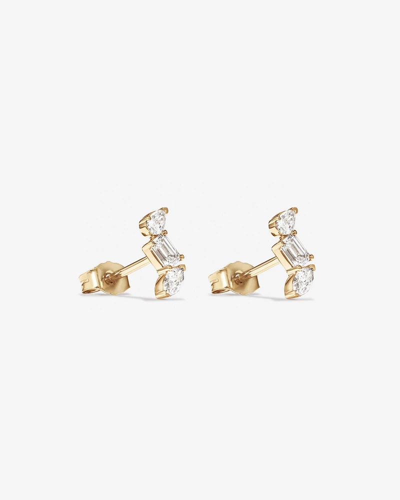 0.44 Carat TW Fancy Cut Stacked Laboratory-Grown Diamond Stud Earrings in 10kt Yellow Gold