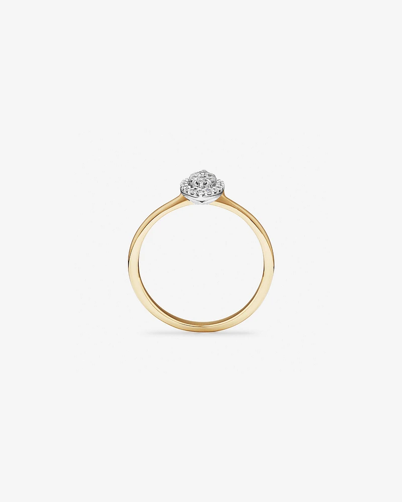 0.15 Carat TW Marquise Cluster Diamond Promise Ring in 10kt Yellow and White Gold