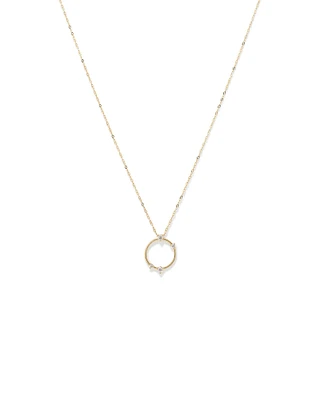 Diamond Studded Circle Necklace in 10kt Yellow Gold