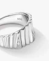 Cubic Zirconia Tapered Chunky Rib Ring in Sterling Silver