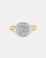 Square Cluster Halo Ring with 0.50kt TW of Diamonds in 10kt Yellow Gold