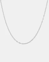 2mm Wide Hollow Paperclip Chain in 10kt White Gold