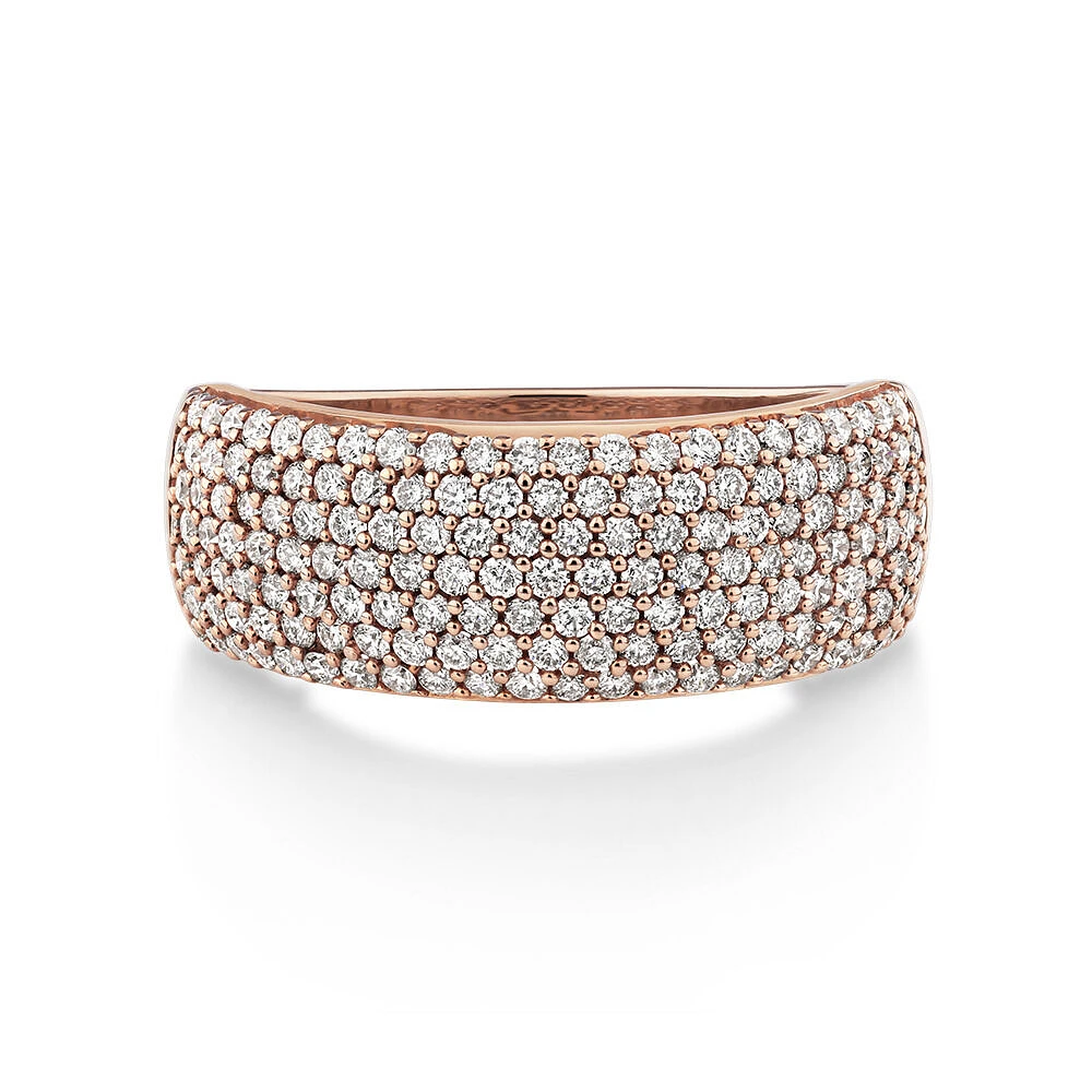 Diamond Pave Ring with 1.00 Carat TW Diamond in 10kt Rose Gold