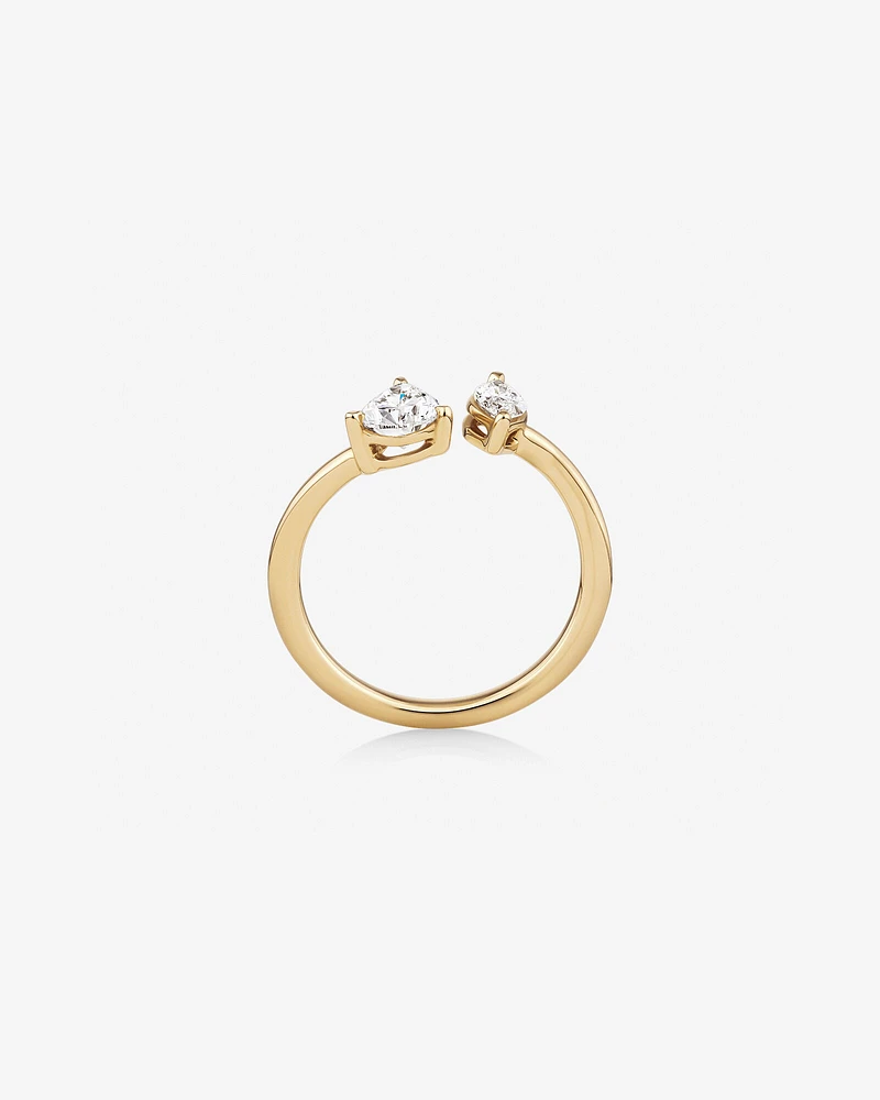 0.90 Carat TW Two Stone Pear and Marquise Shaped Laboratory-Grown Diamond Engagement Ring in 14kt Yellow Gold