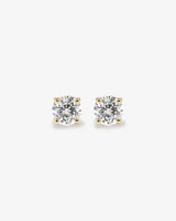 Round Created White Sapphire Birthstone Stud Earrings in 10kt Yellow Gold