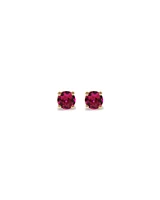 Created Round Red Ruby Birthstone Stud Earrings in 10kt Yellow Gold