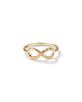 Bague infini ornée d'un diamant en or jaune 10kt