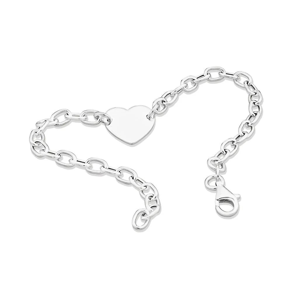 Michael Hill 19cm (7.5) Heart Disc Bracelet in Sterling Silver