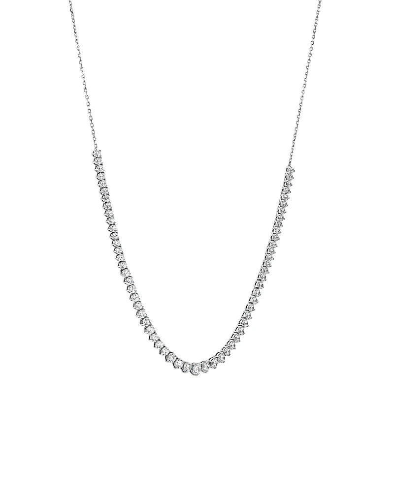 Cubic Zirconia Tennis and Cable Chain Necklace in Sterling Silver